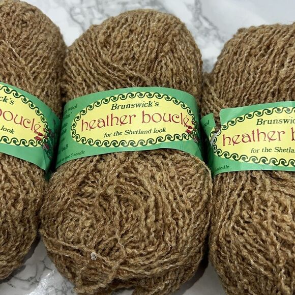 BRUNSWICK’S Heather Boucle Wheat Heather Vintage Yarn-50g each Lot of 3 - Picture 3 of 6